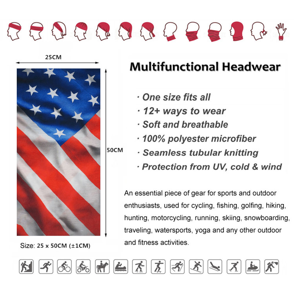 미국 국기 패턴 태양 보호 스카프 다목적 하이킹 머리띠 - Cycling Protective Gear 리뷰 및 가격